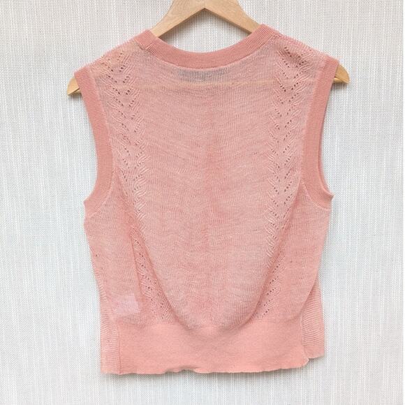 Veronica Beard Jeans Kellen Pink Knotted Linen Blend Tank Sleeveless Top, size L - Picture 3 of 8